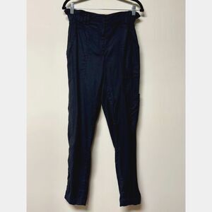 ANTHROPOLOGIE ELEVENSES Black Linen Blend Paper-Bag Waist Pants, Sz XS